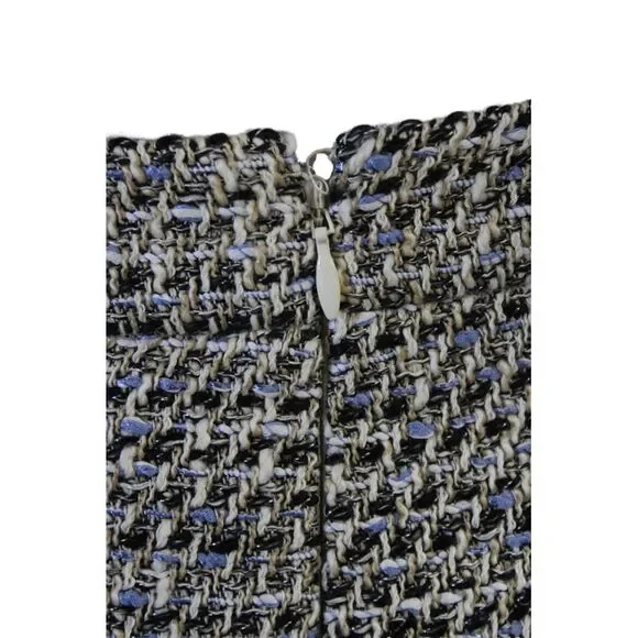 J Crew Womens Back Zip Knee Length Tweed Pencil Skirt White Blue Size 4 - Picture 4 of 7